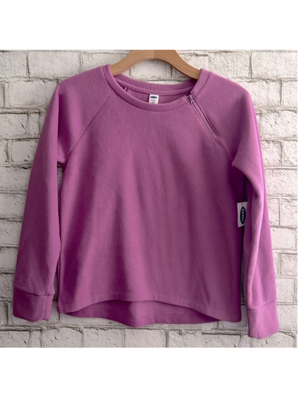 NWT Old Navy Girls Purple Micro Fleece Longsleeve crew neck pullover size XL 14